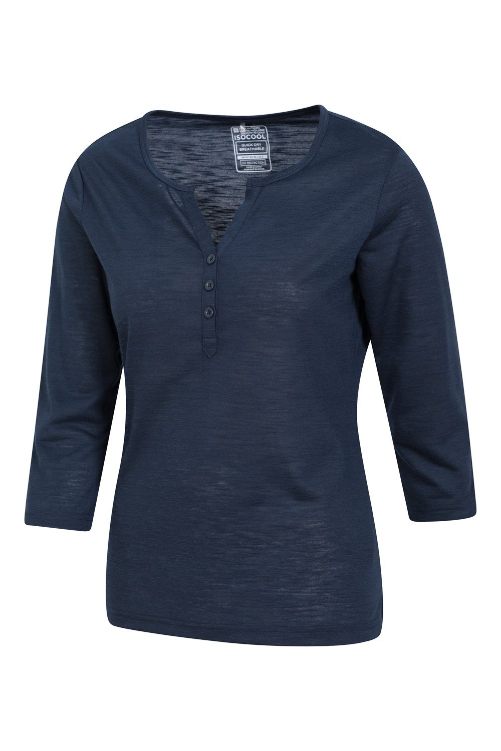 Mountain Warehouse Paphos Ladies Top UV Protect Breathable ¾ Sleeve Button Top - Picture 54 of 66