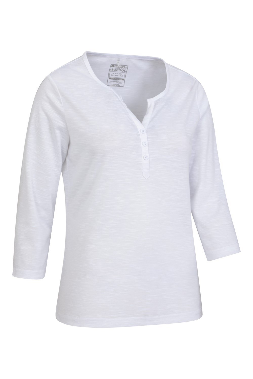 Mountain Warehouse Paphos Ladies Top UV Protect Breathable ¾ Sleeve Button Top - Picture 62 of 66