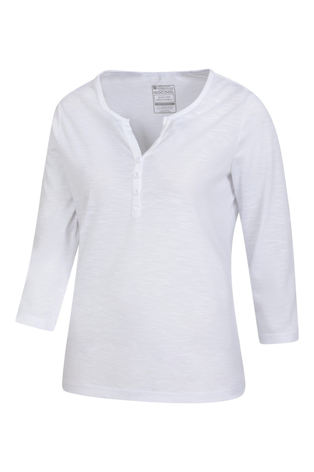 Mountain Warehouse Paphos Ladies Top UV Protect Breathable ¾ Sleeve Button Top - Picture 64 of 66