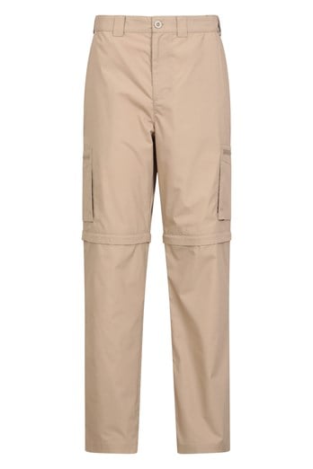 Trek II Mens Zip-Off Trousers - Short Length Dark Beige