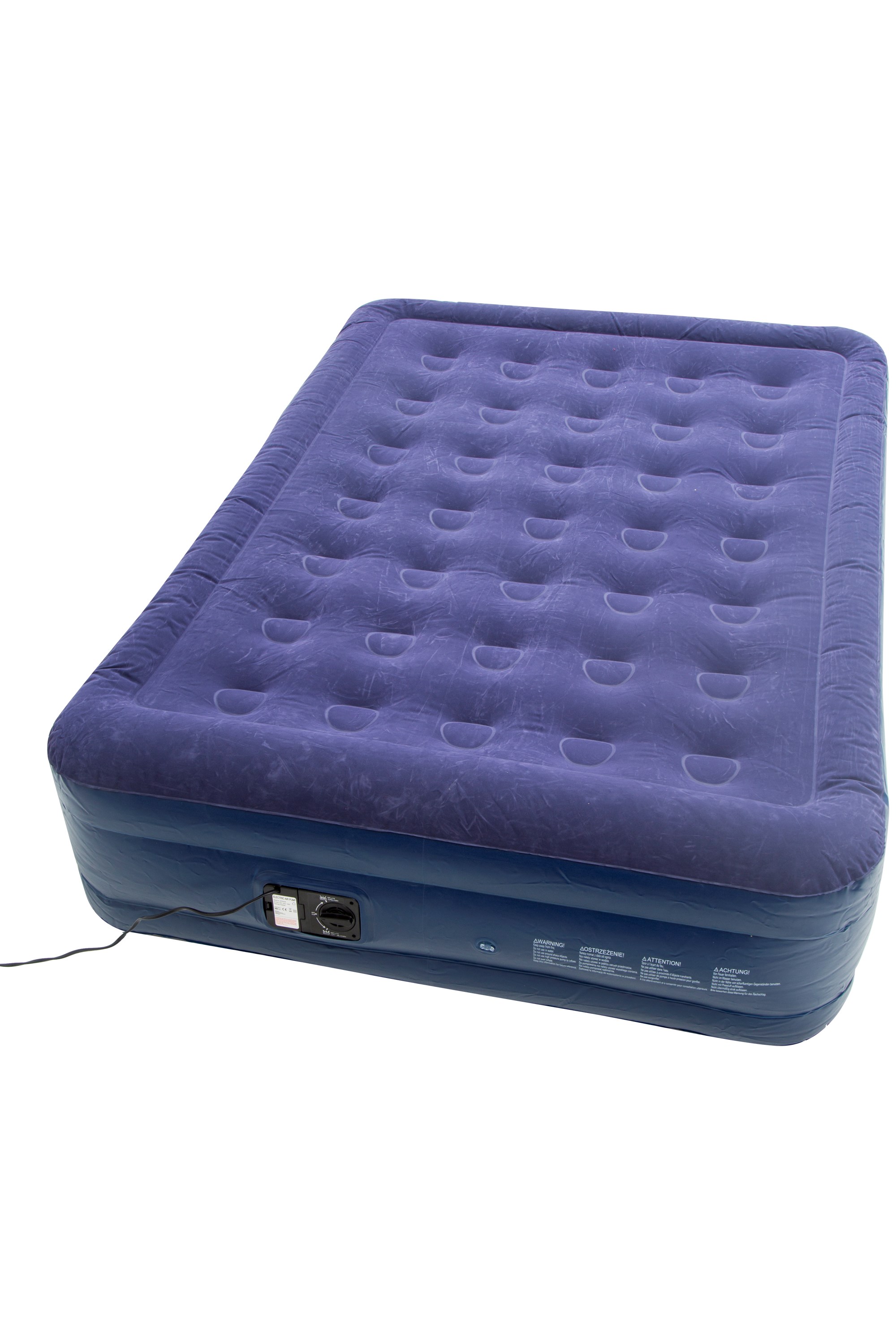 Double-Raised Air bed with In-Built Pump - Blue