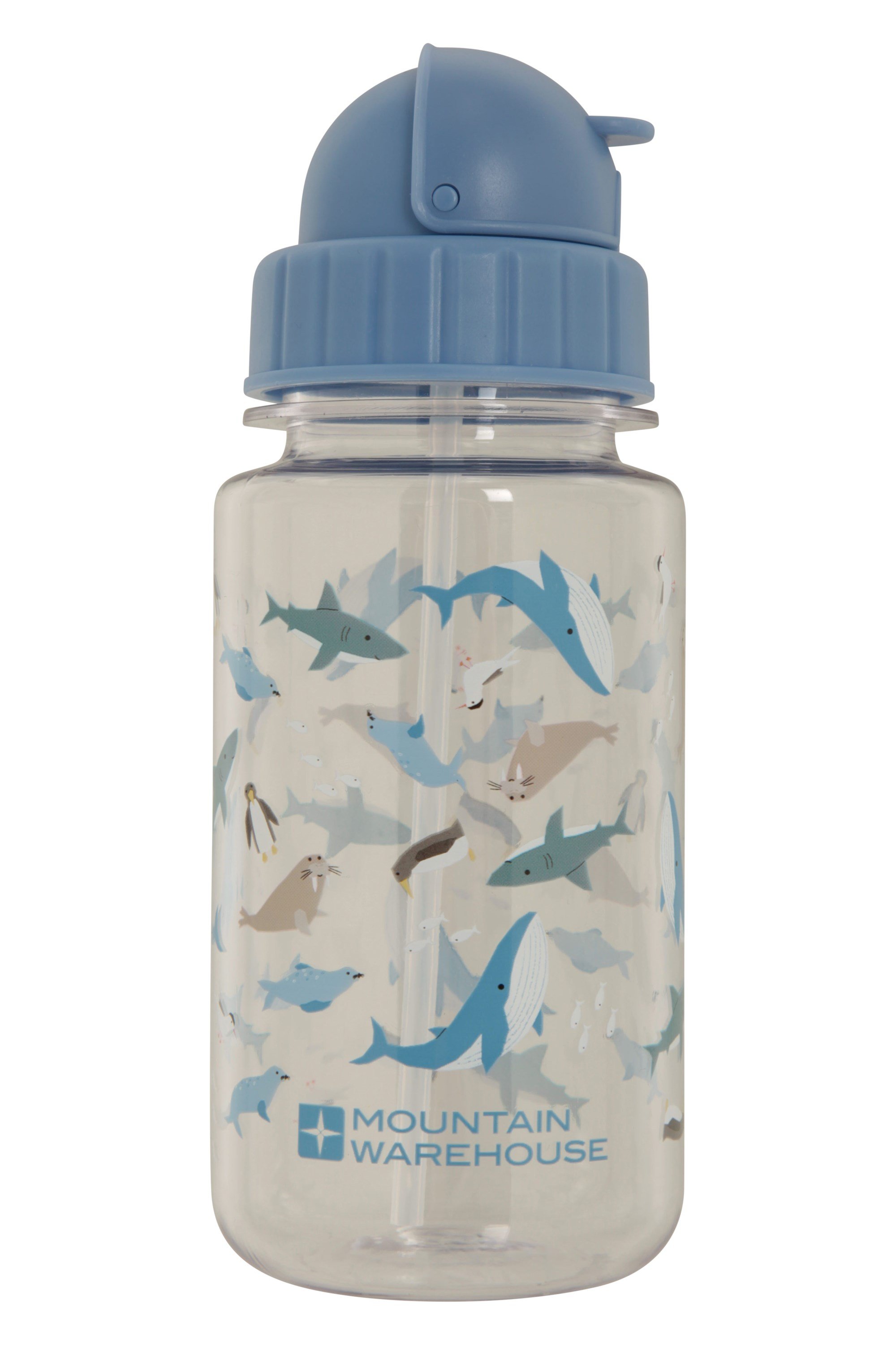 BPA Free Printed Flip Lid Kids Water Bottle - 350ml - Blue
