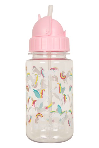 BPA Free Printed Flip Lid Kids Water Bottle - 350ml Pink