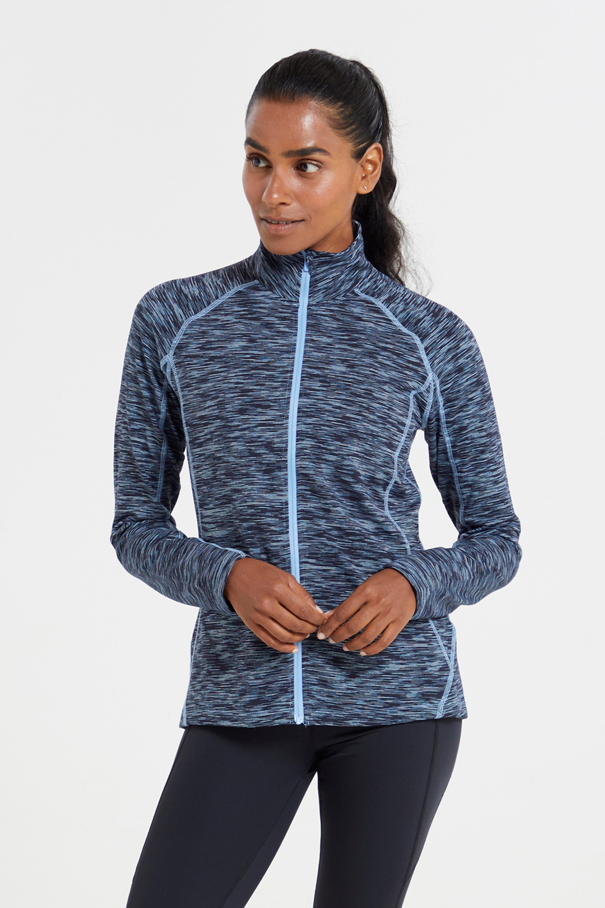 Bend & Stretch Damen-Midlayer mit Reißverschluss – Blau