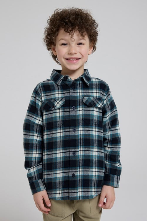 GREEN CHECKERED SHIRT IN BRUSHED FLANNEL, CHILD