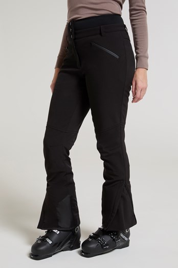 Avalanche Recco Womens High-Waisted Softshell Ski Pants Black