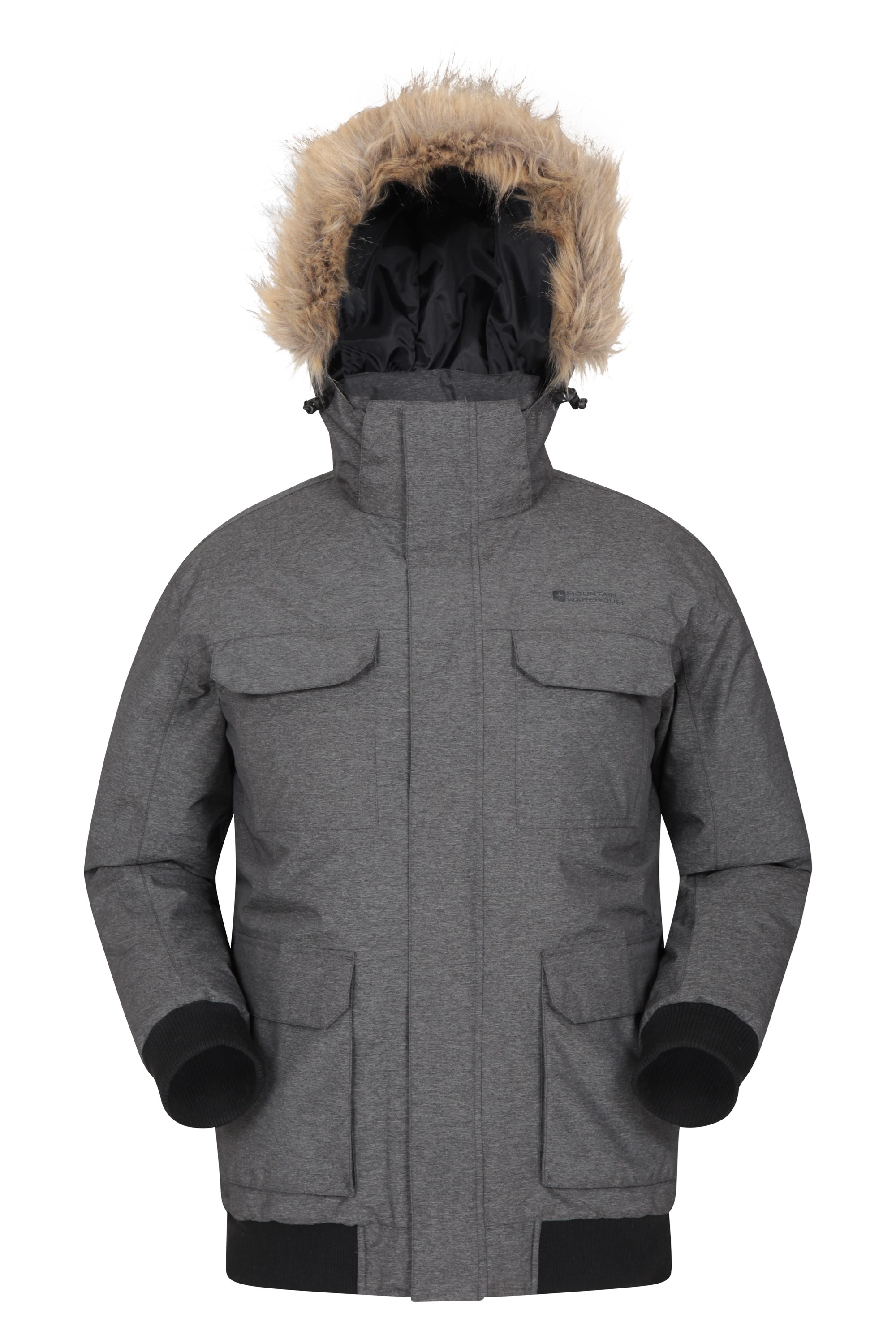 mens padded fur hood jacket
