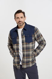 Flannel Padded Mens Shacket Khaki