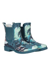 Womens Printed Winter Rubber Ankle Rain Boots Green