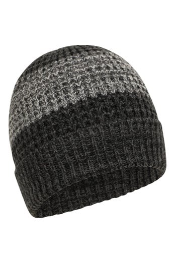 Two-Tone Melange Mens Thermal Beanie Charcoal