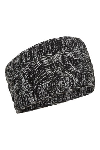 Wide Speckle Knitted Headband Black