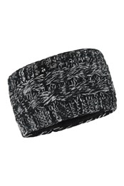 Wide Speckle Knitted Headband Black