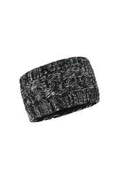 Wide Speckle Knitted Headband Black