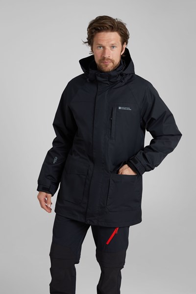 Glacier Mens Long 3 in 1 Waterproof Jacket - Black