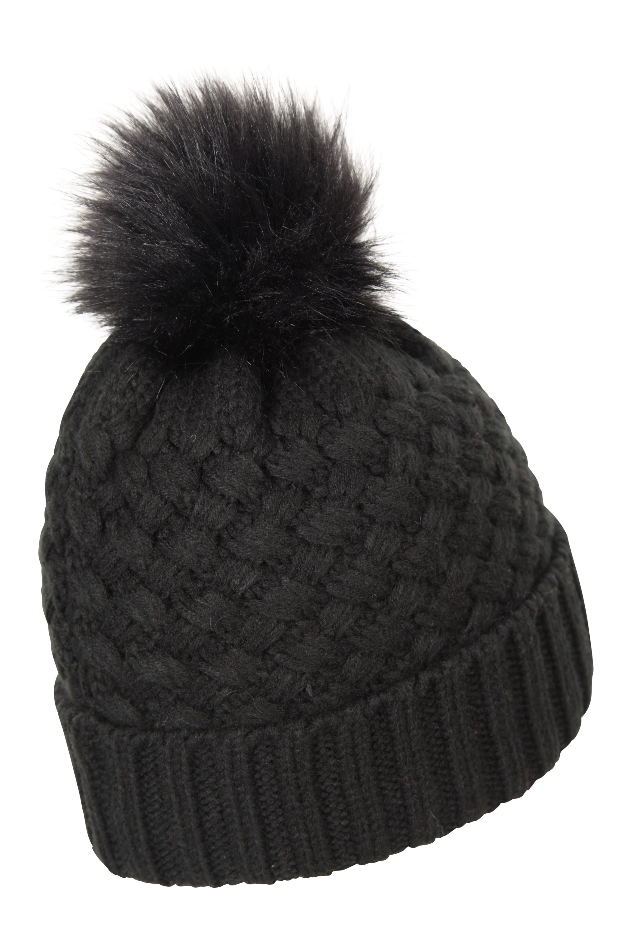 EX COND Mountain Warehouse MOUNTAIN WAREHOUSE WOMENS ONE SIZE BLACK WINTER BOBBLE HAT 