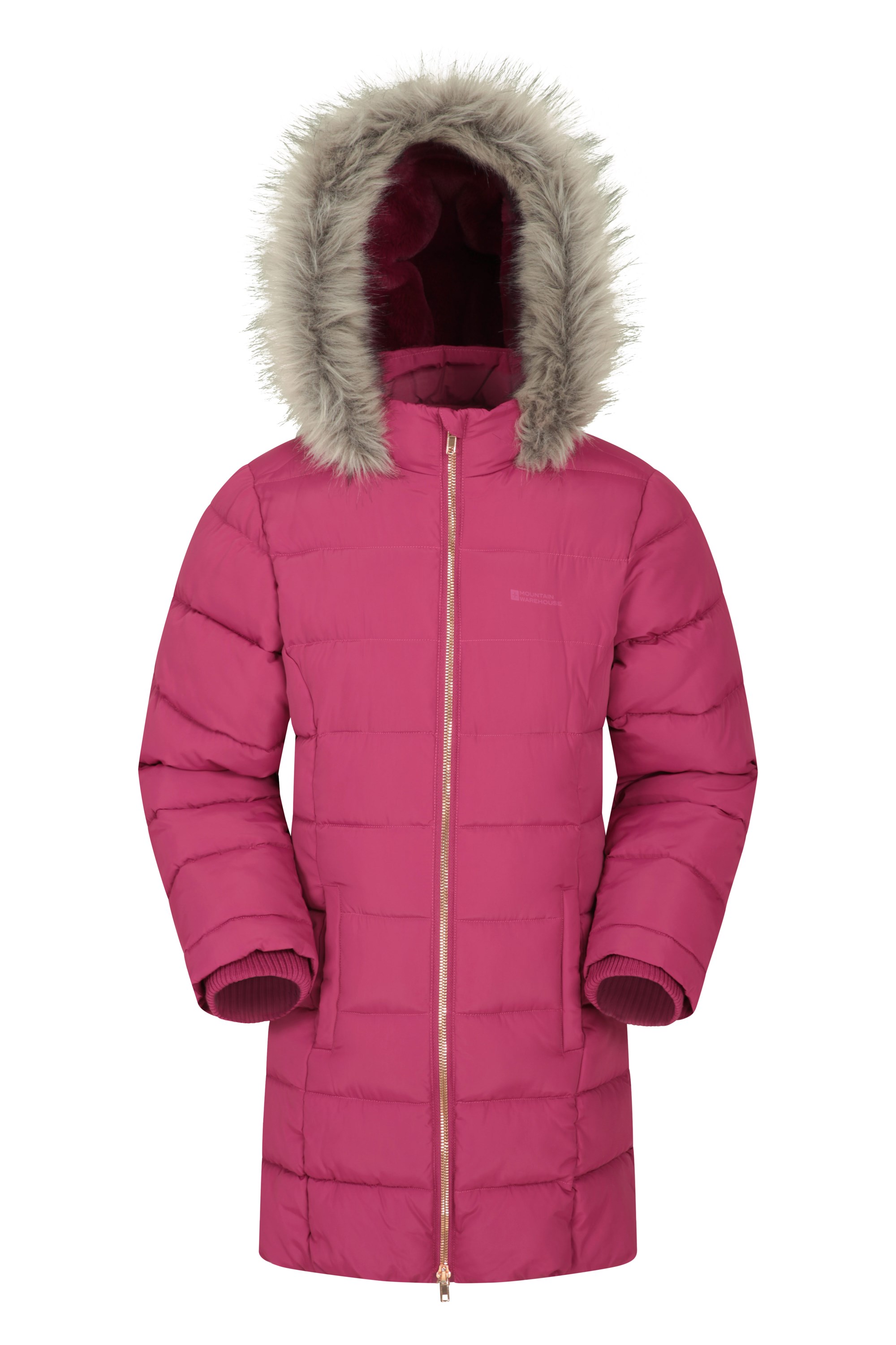 Galaxy Kids Water-resistant Long Padded Jacket - Pink