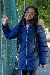 Galaxy Kids Water-resistant Long Padded Jacket Navy