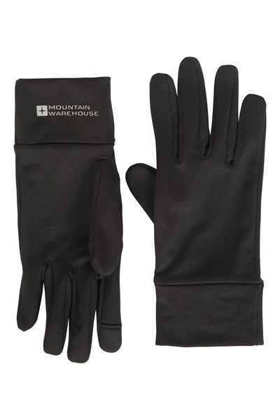 Touch Screen Womens Liner Gloves - Black