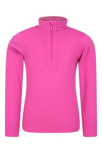 Talus Kids Zip Neck Base Layer Top Bright Pink