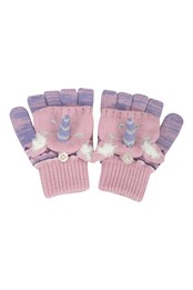 Unicorn Kids Knitted Gloves Lilac
