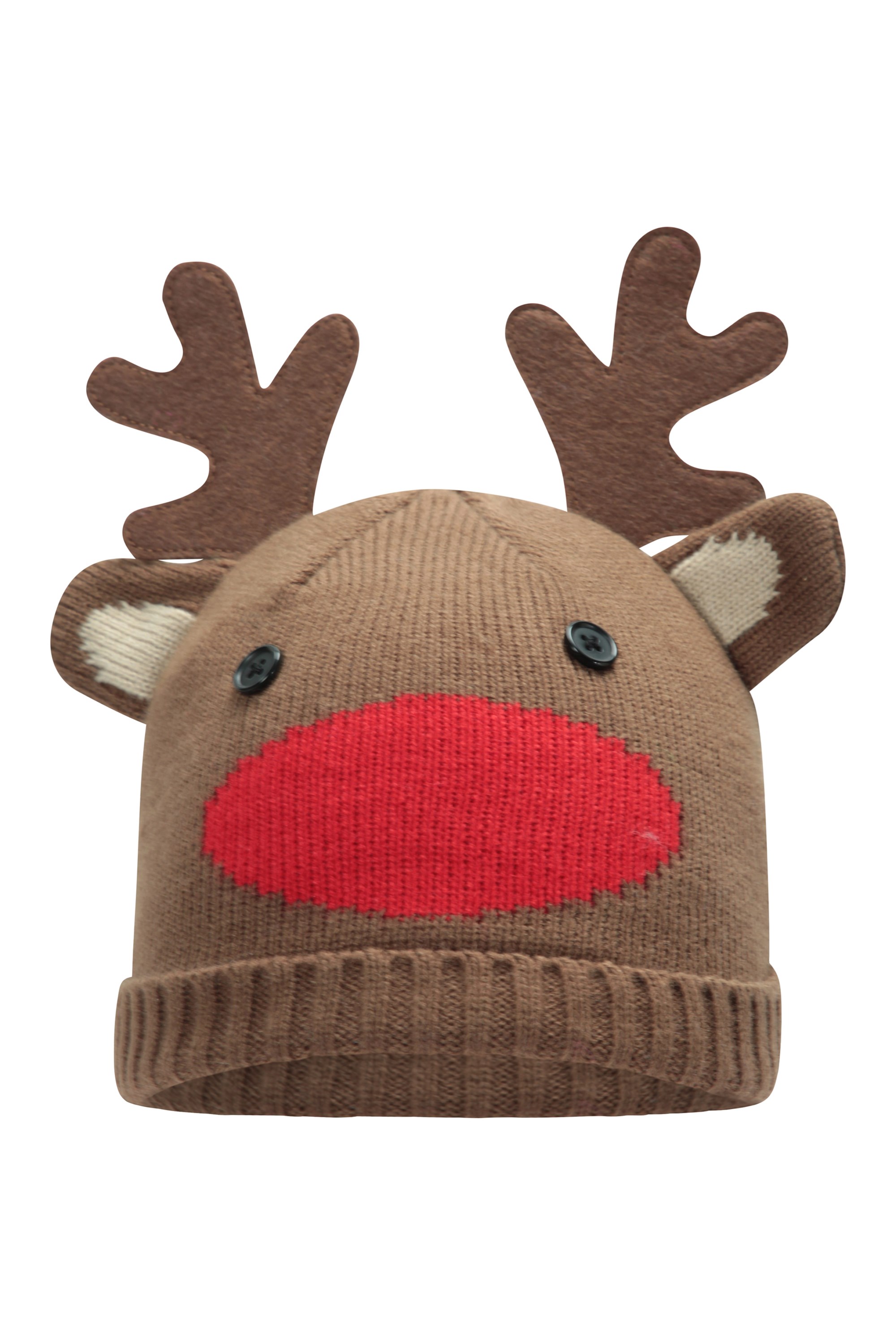 Christmas Knitted Kids Beanie - Brown