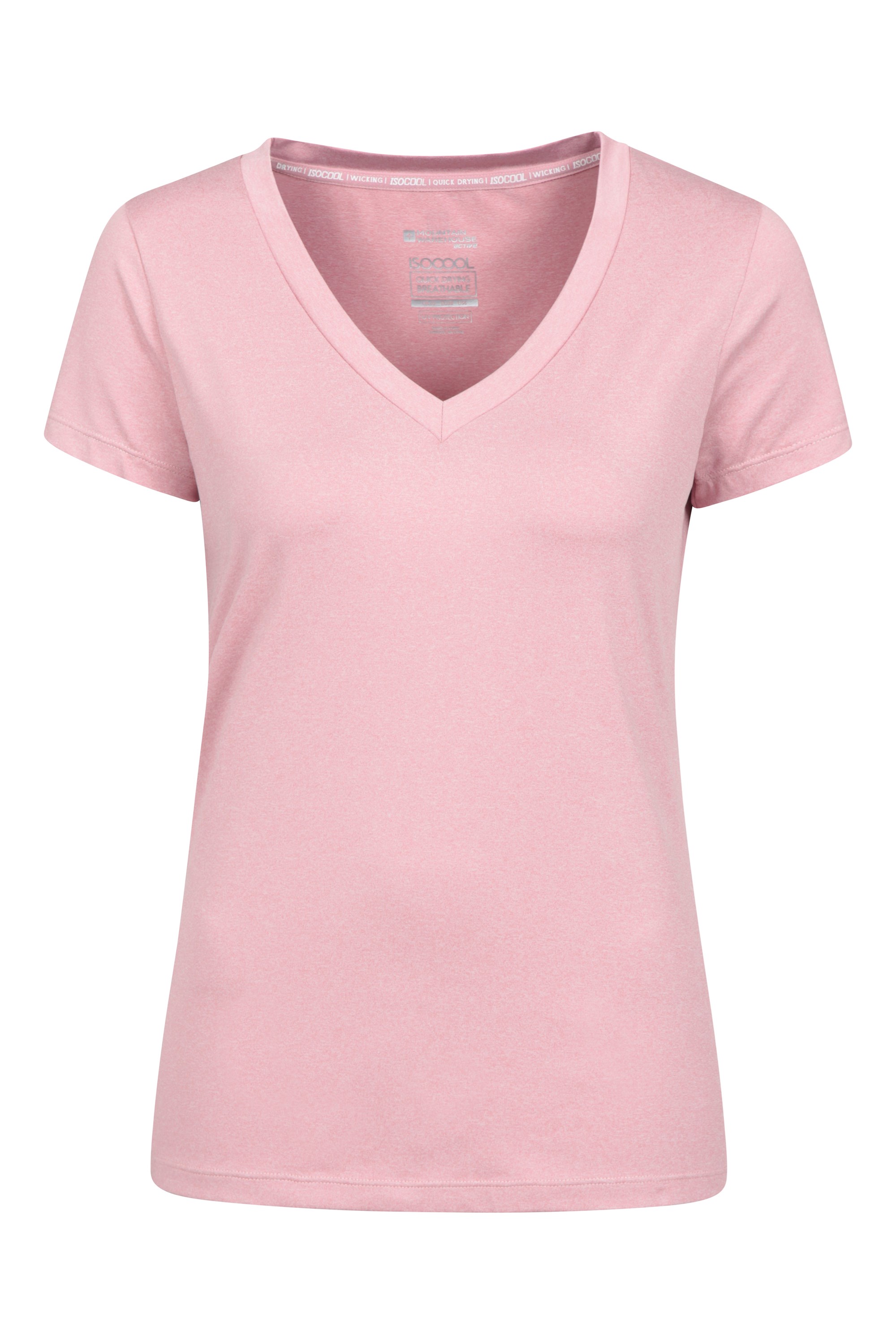 Vitality — damska koszulka z dekoltem w serek - Pink