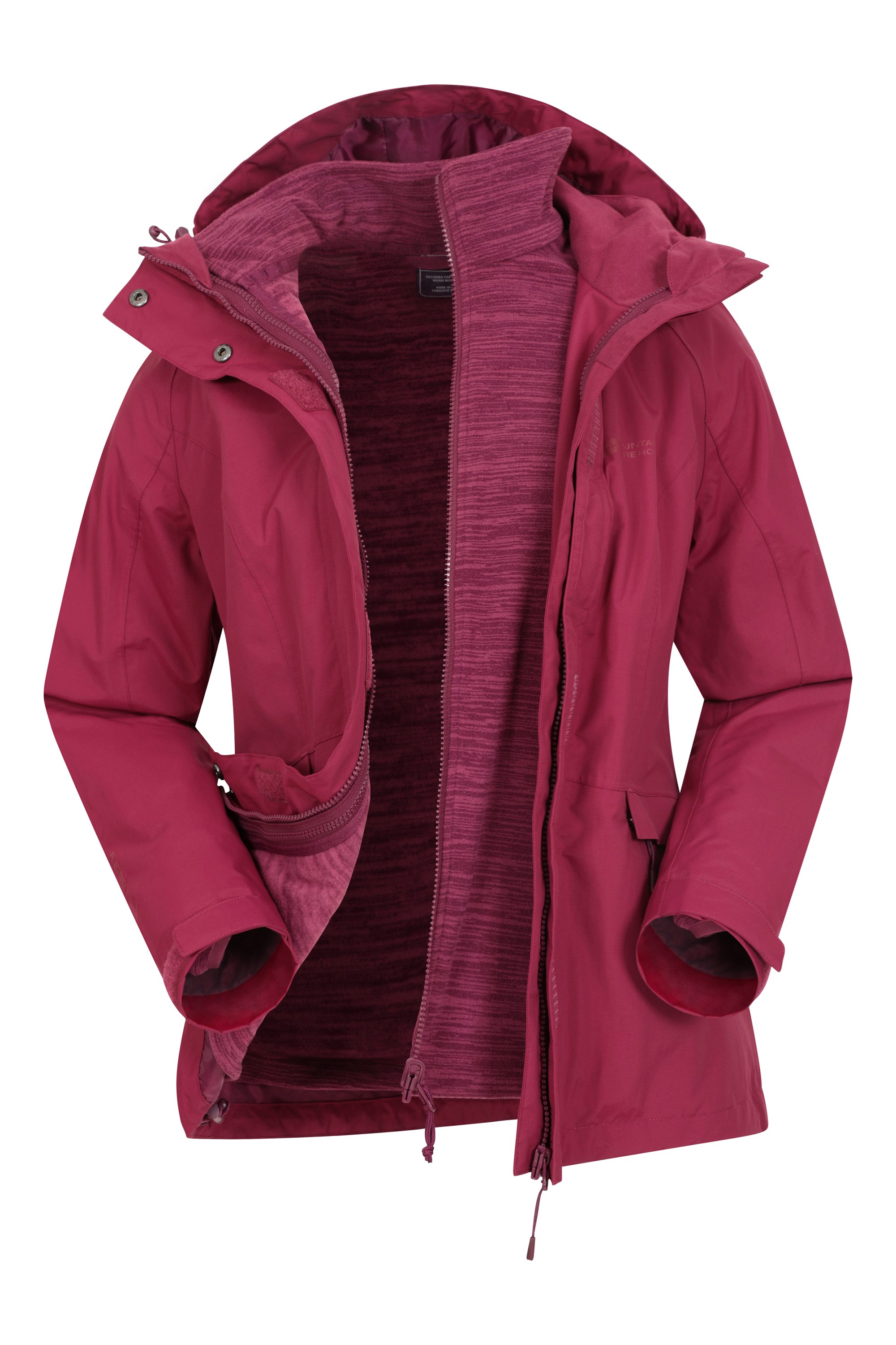 TACVASEN Women's 3-in-1 Ski Jacket Waterproof Snowboard Fleece Inner with Detachable Hood 