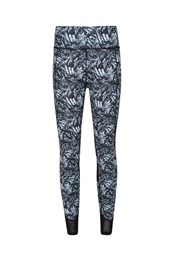 Patterned High-Waisted Panelled Womens Leggings Monochrome