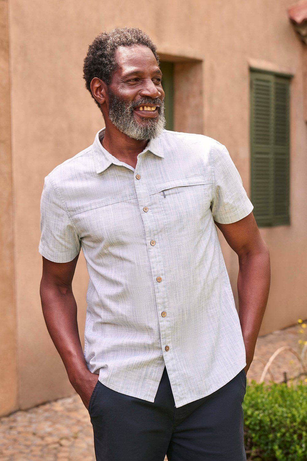 Mountain Warehouse Mens Shirt Coconut Slub Texture Short Sleeved Cotton Tee Top