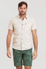 Camisa de manga corta textura de fibra de coco hombre