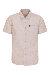 Coconut Slub Texture Mens Short-Sleeved Shirt Mustard