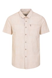 Coconut Slub Texture Mens Short-Sleeved Shirt Yellow