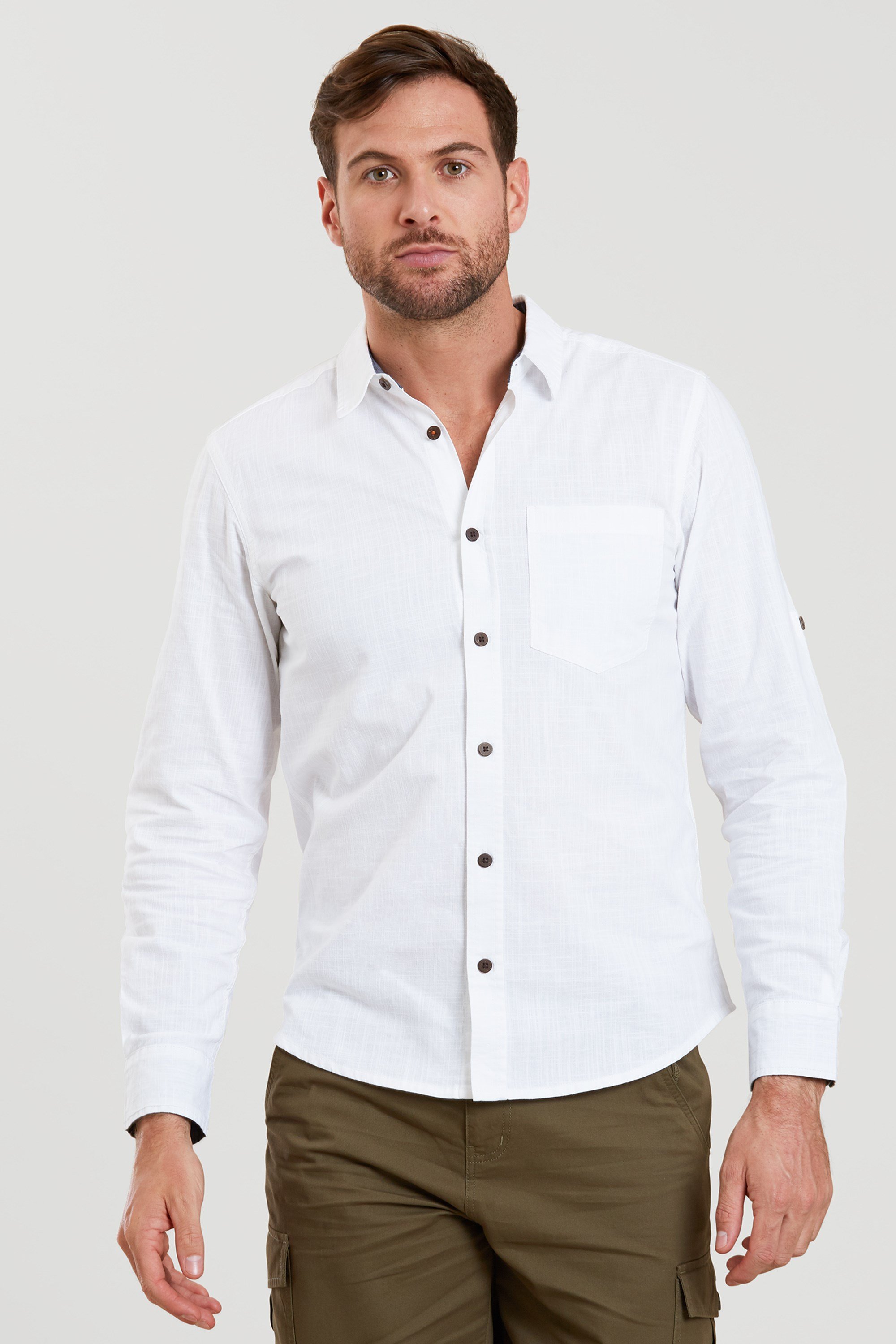 Chemise à manches longues Coconut texturée homme - Blanc