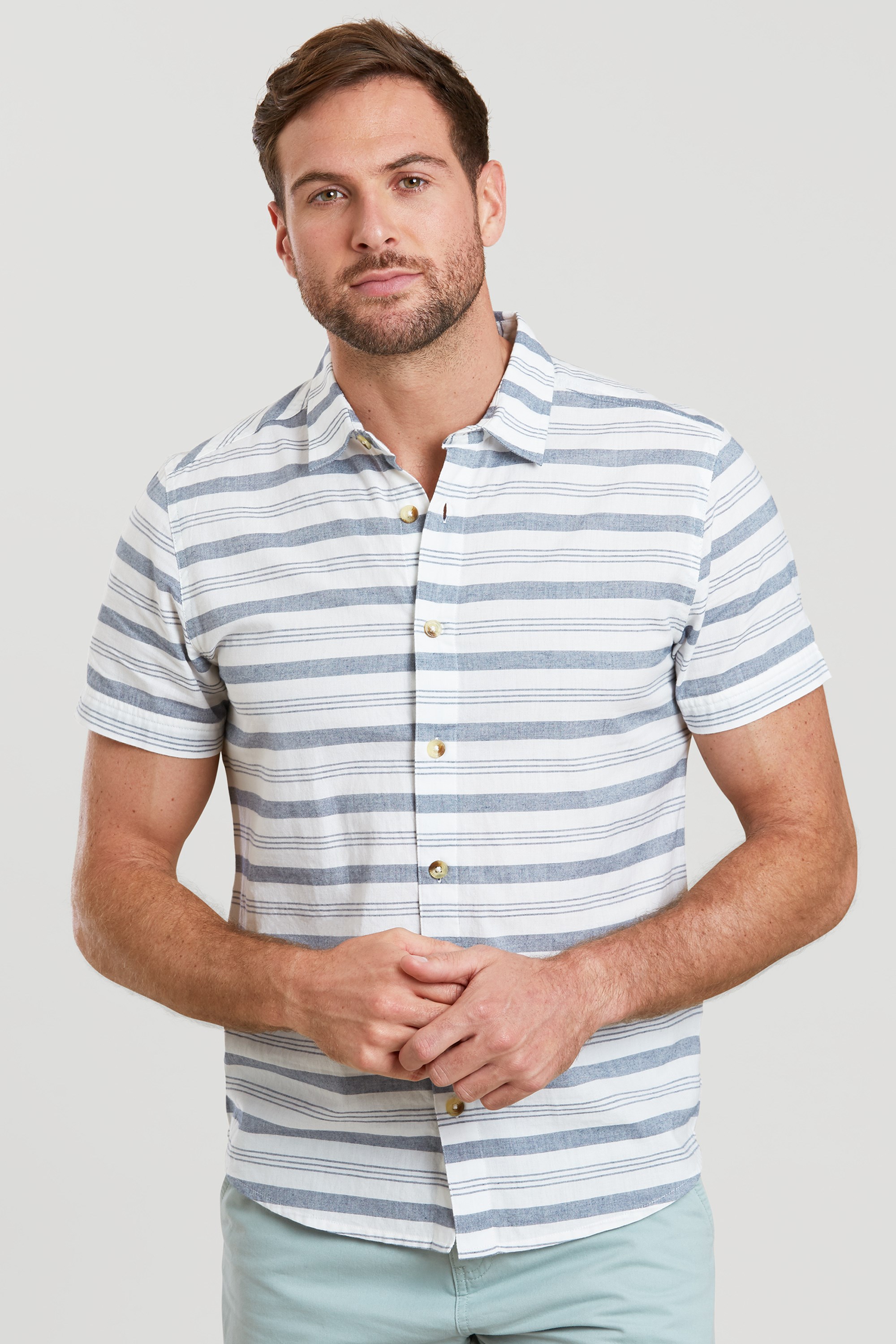 Chemise à rayures horizontales homme - Blanc