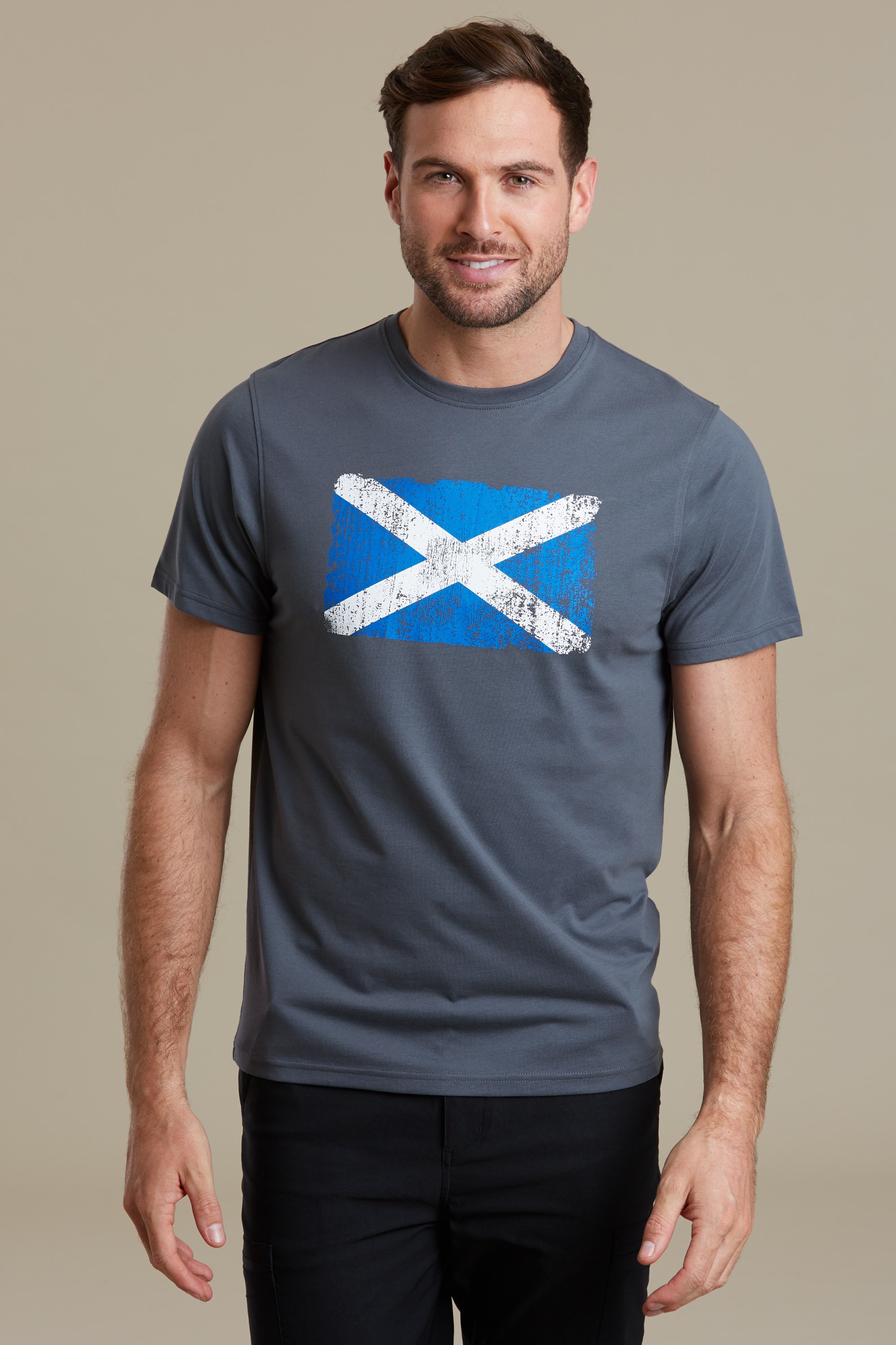 Tee-shirt à drapeau écossais texturé hommes - Gris