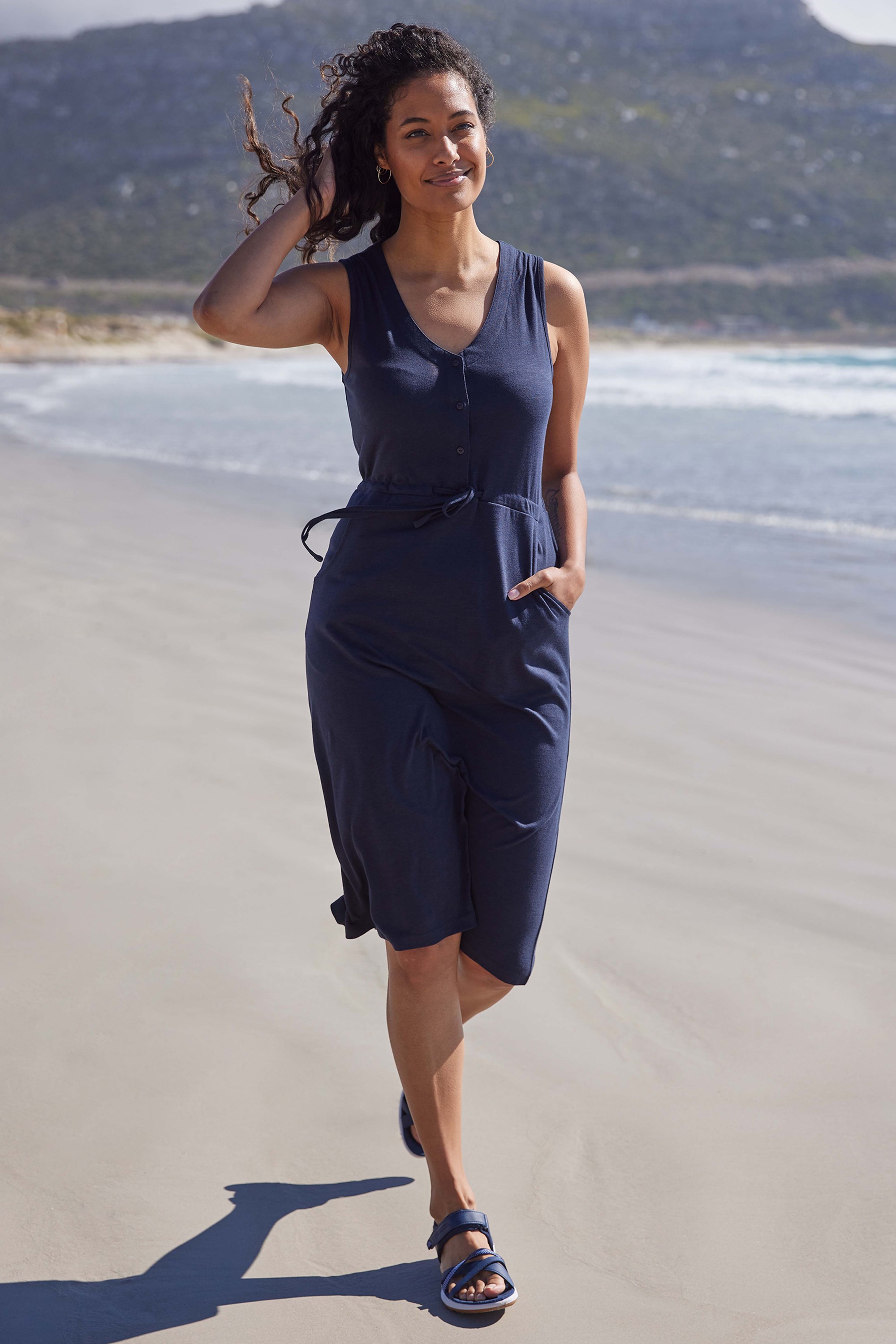 Bahamas Womens Sleeveless Dress Navy