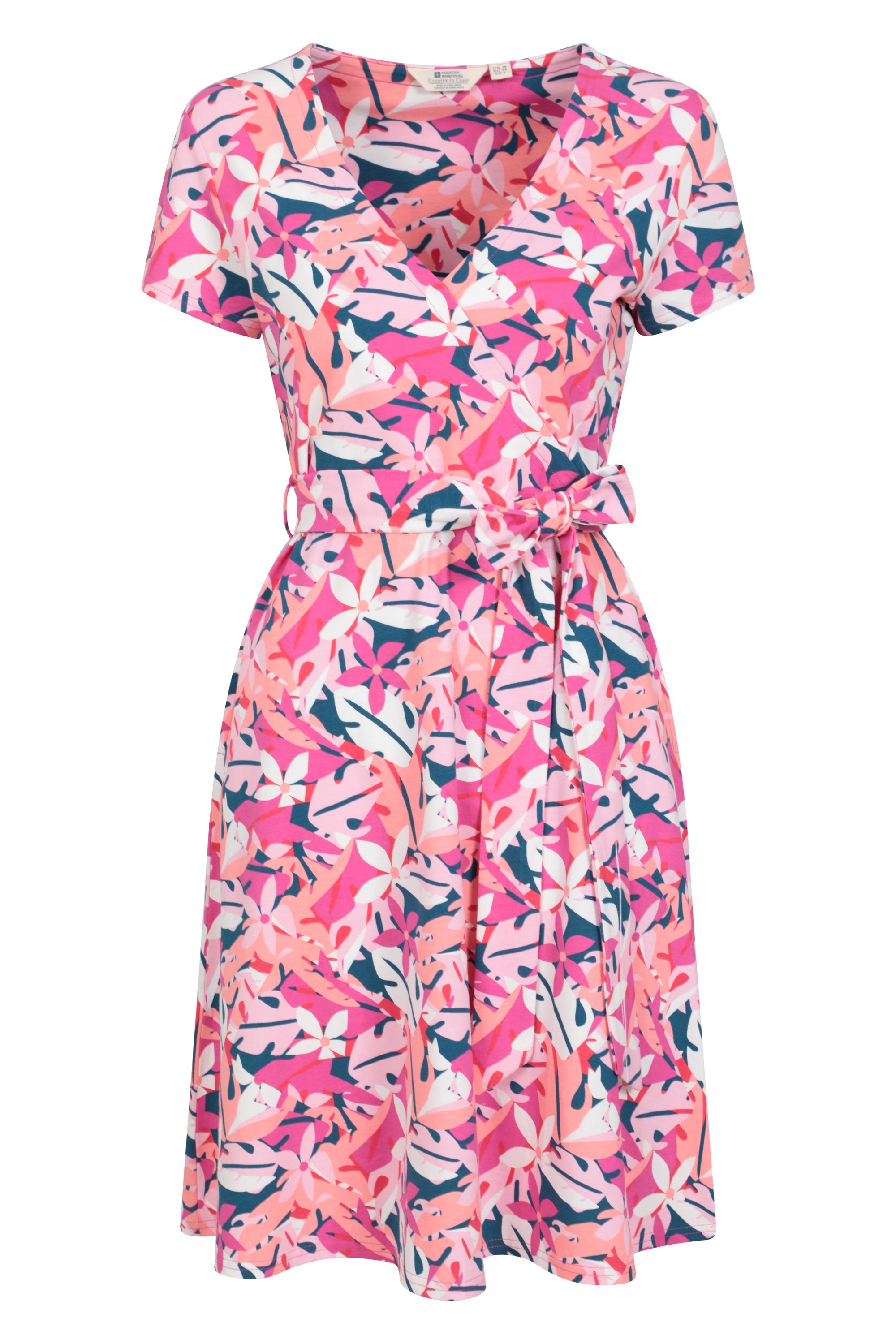 Santorini Womens UV Jersey Wrap Dress - Bright Pink