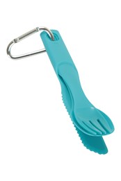 Cutlery Set with Karabiner Blue