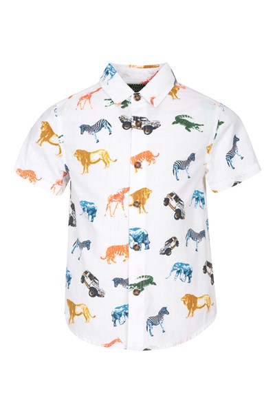 Animal Safari Kids Printed Shirt - White