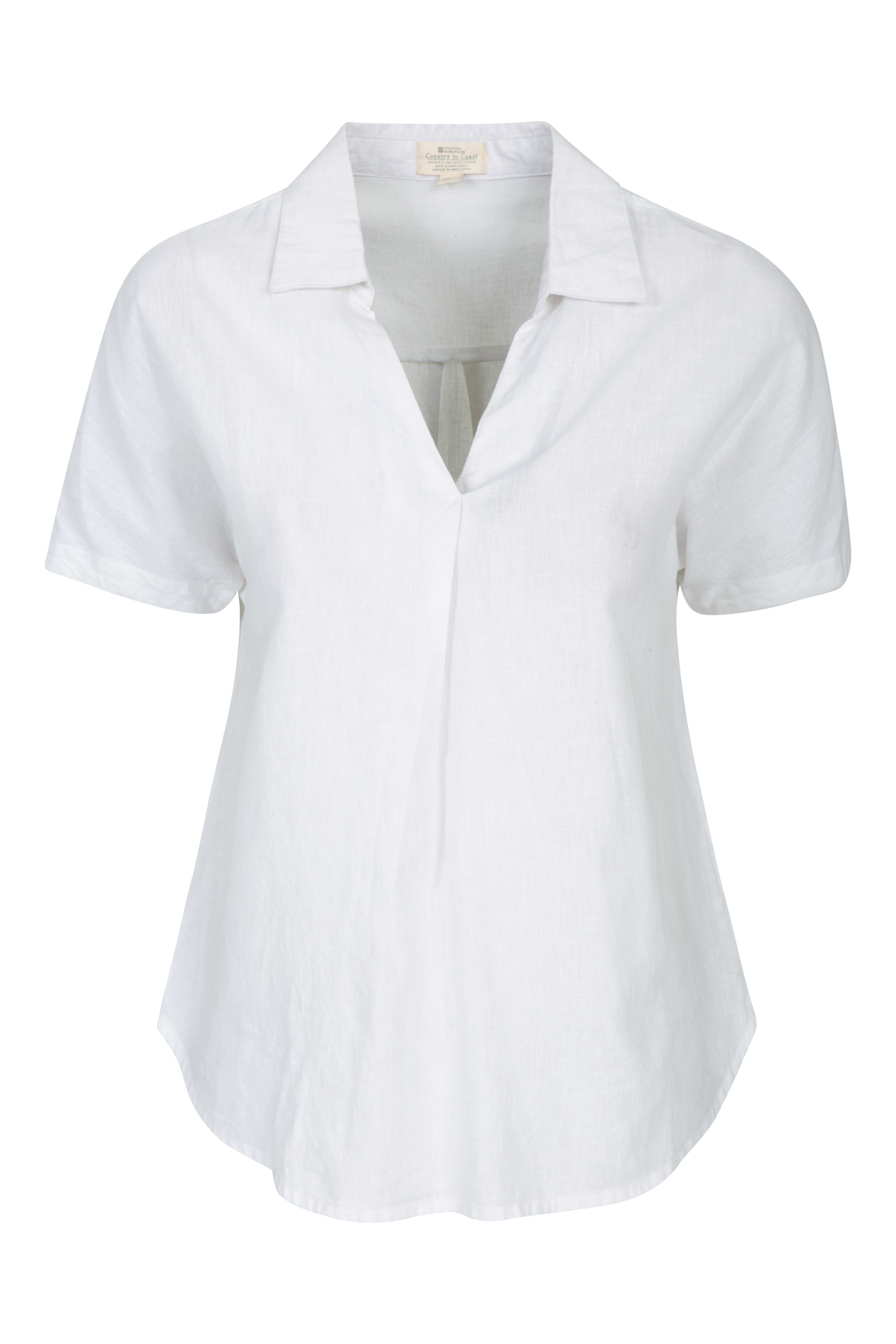 Breeze Linen Womens Short Sleeve Shirt - White