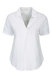 Breeze Linen Womens Short Sleeve Shirt White