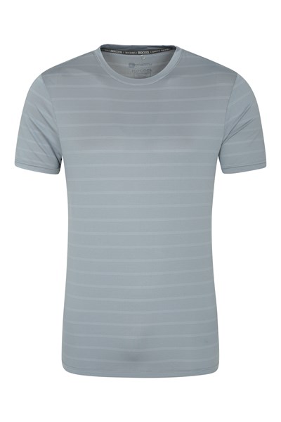 Trace Textured Mens Stripe T-Shirt - Blue