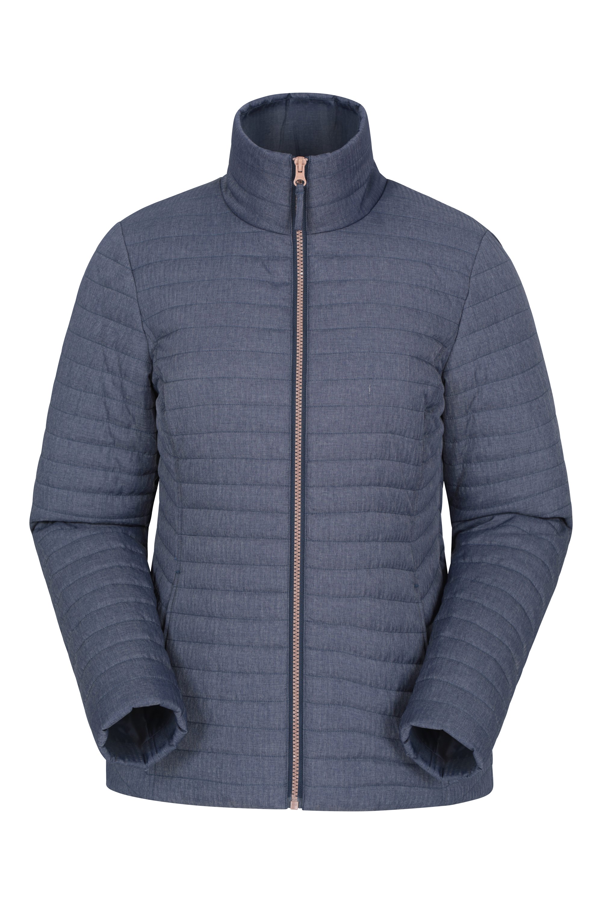 Textured Womens Padded Jacket - Navy