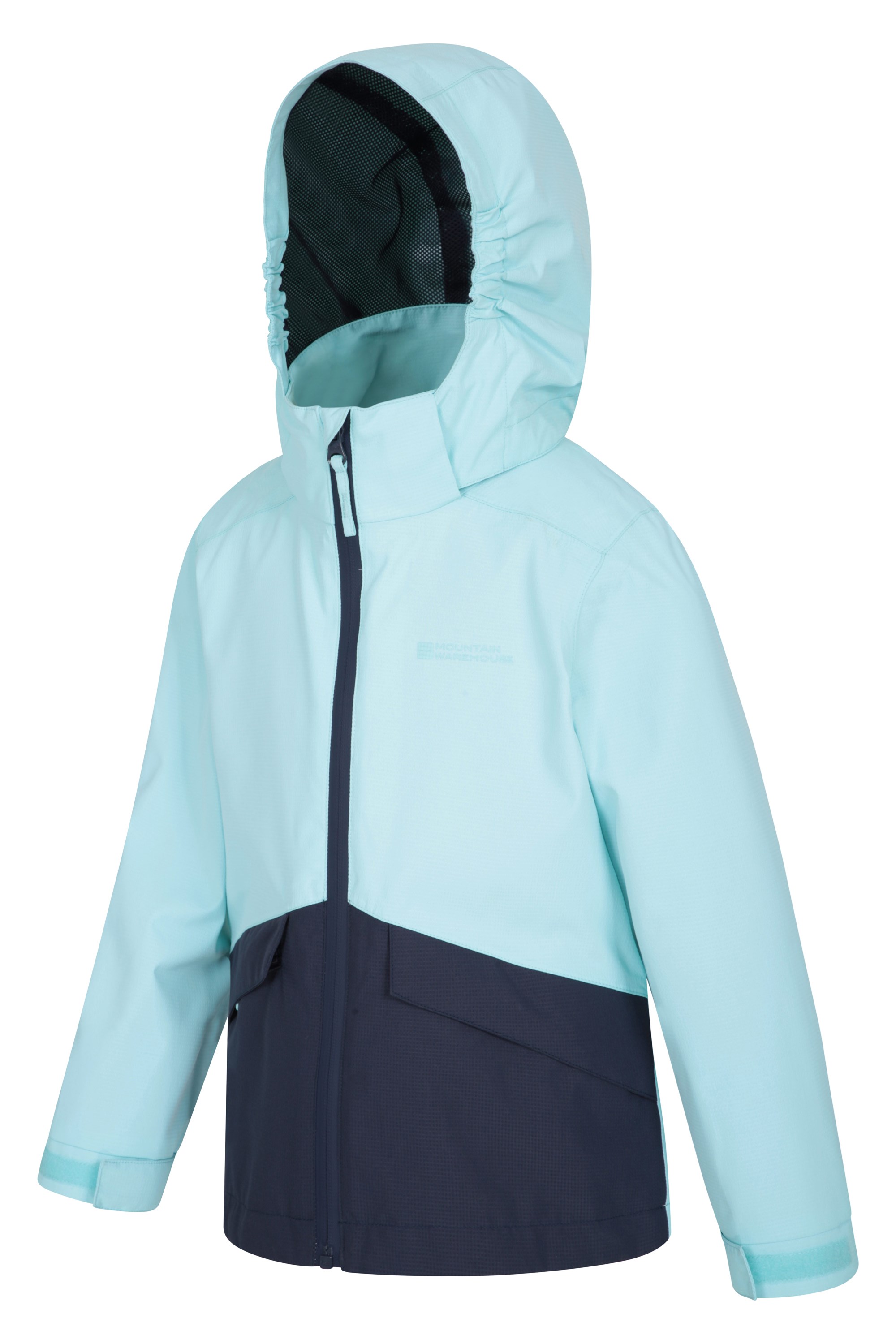 Taped Seams Mountain Warehouse Cloud Burst Kids Waterproof Jacket Zipped Pockets Breathable Detachable Hood