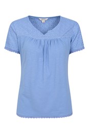 Naples Embroidered Womens Top Corn Blue