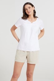 Naples Embroidered Womens Top White