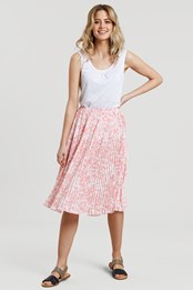 Madrid Womens Woven Pleated Skirt Pink