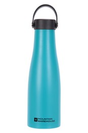 Metallische doppelwandige Trinkflasche mit Griff Aquamarin