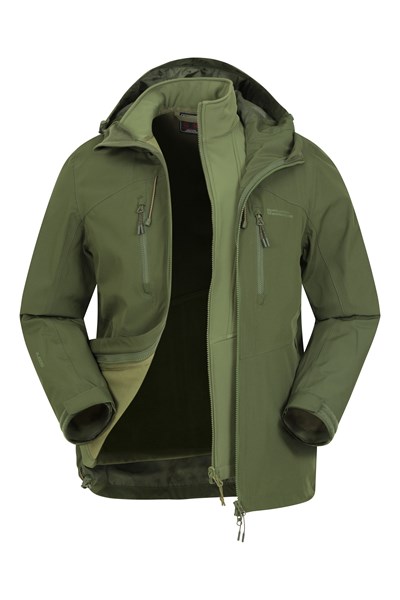 Urban Extreme Recycled 3-in-1 Mens Waterproof Jacket - Green