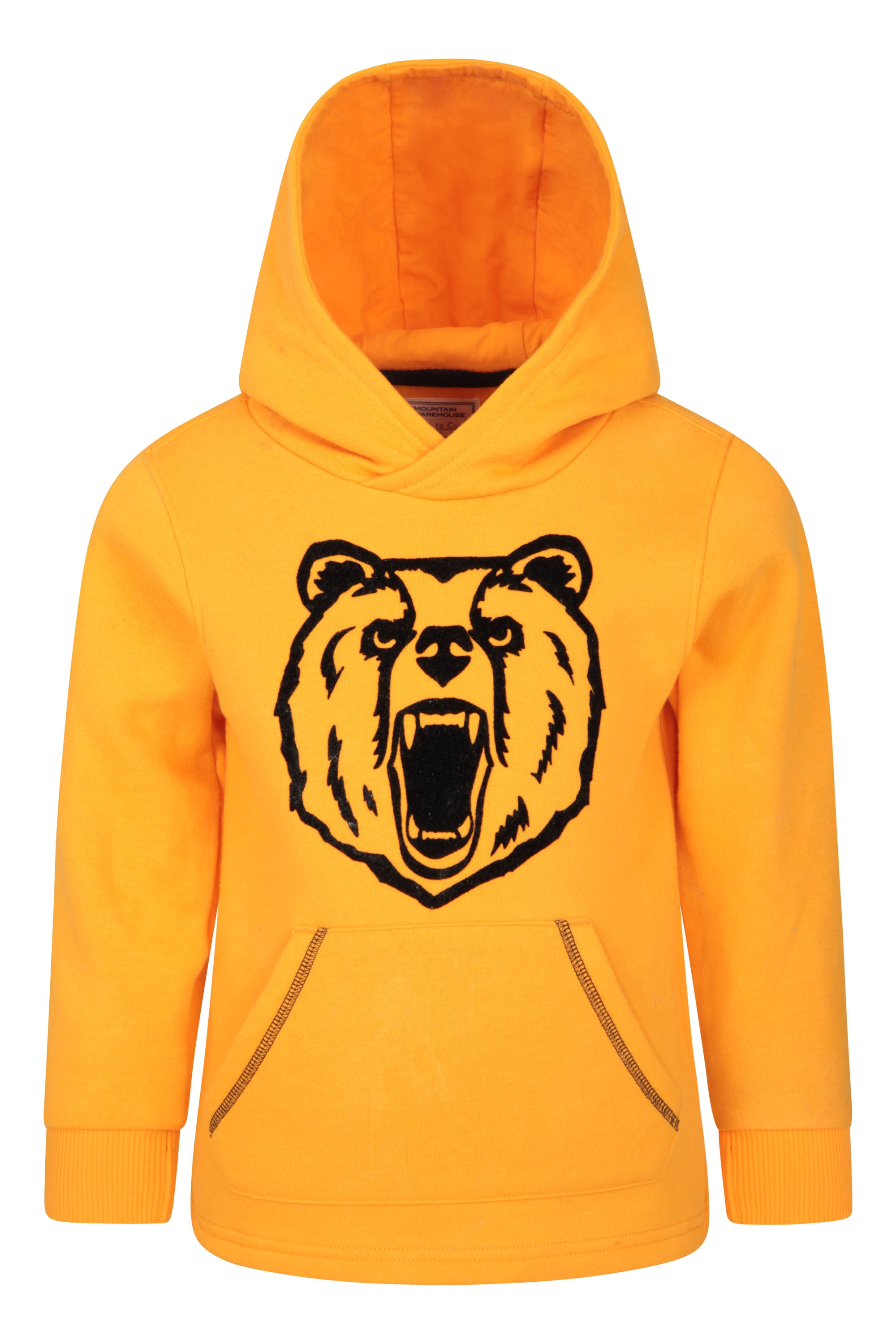 Bear Print Kids Hoodie - Yellow